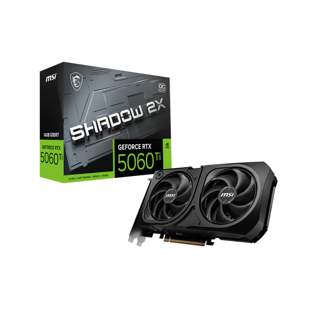 MSI GeForce RTX 5060 Ti SHADOW 2X OC PLUS, MSI SHADOW 2X OC PLUS · 16 GB GDDR7